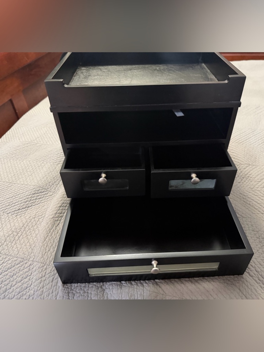 Victor Wood Desktop Office Organizer canine black Tidy Tower